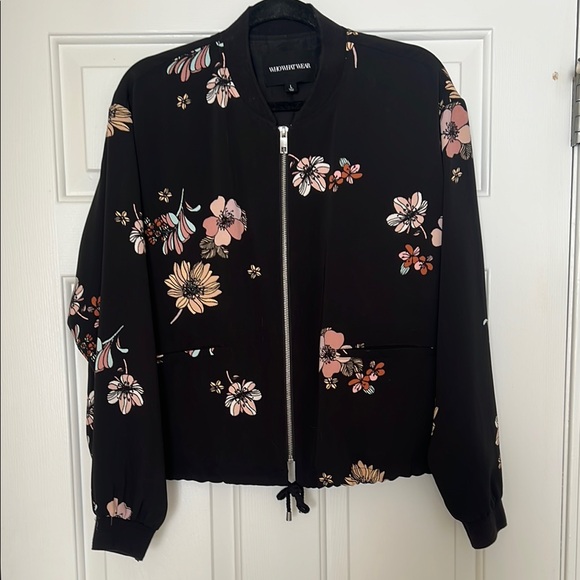 Who What Wear Jackets & Blazers - Black Floral Women's Bomber Jacket